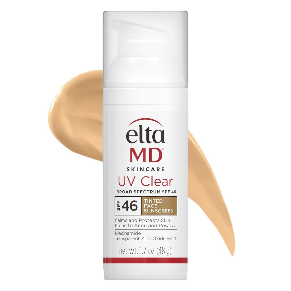 EltaMD UV Clear Tinted Face Sunscreen, SPF 46 Oil- Free Tinted Sunscreen with Zinc Oxide, Dermatolog
