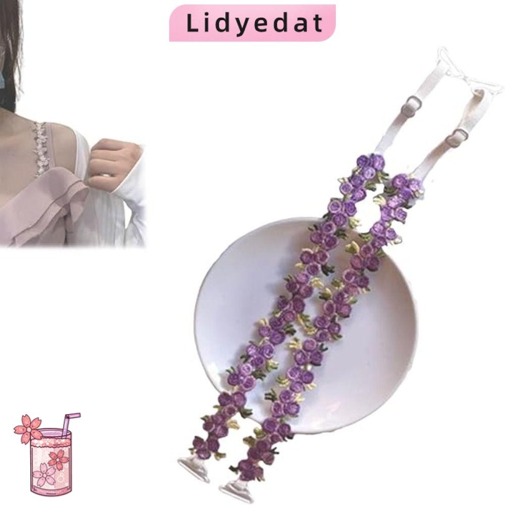 เยี่ยมเลย165เข็มขัดไหล่ลายดอกไม้,สายรัดชุดชั้นในลายดอกไม้แบบถอดได้ยืดหยุ่น,ลูกไม้กันลื่นสายรัดไหล่ปรับได้