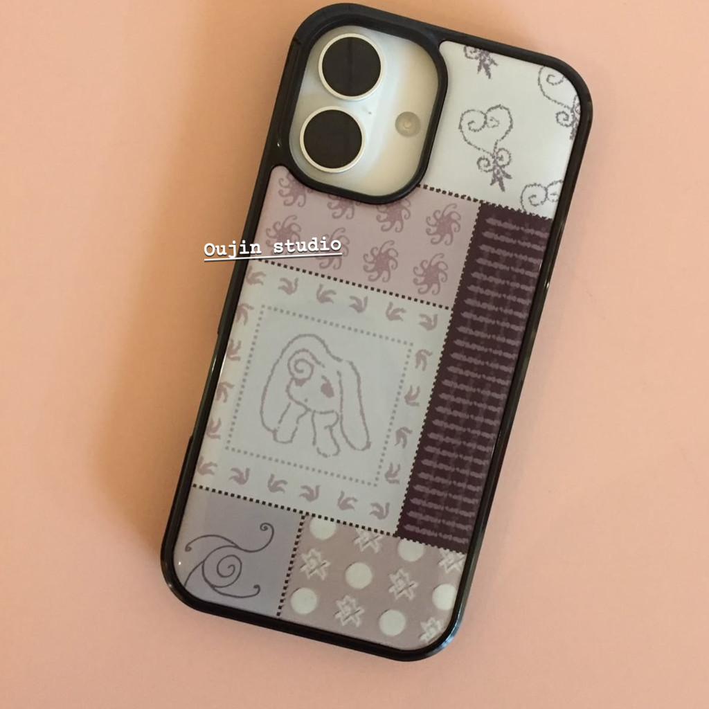 สไตล์เกาหลีสไตล์อินการออกแบบเฉพาะฤดูใบไม้ร่วงฤดูหนาวรูปแบบใหม่ระดับไฮเอนด์ย้อนยุคเย็บแพทช์เชลล์ 17/16/15promax/14 กันกระแทกรวมทุกอย่างขอบขอบขอบสีดําอีพ็อกซี่เคส - รูปที่ 4