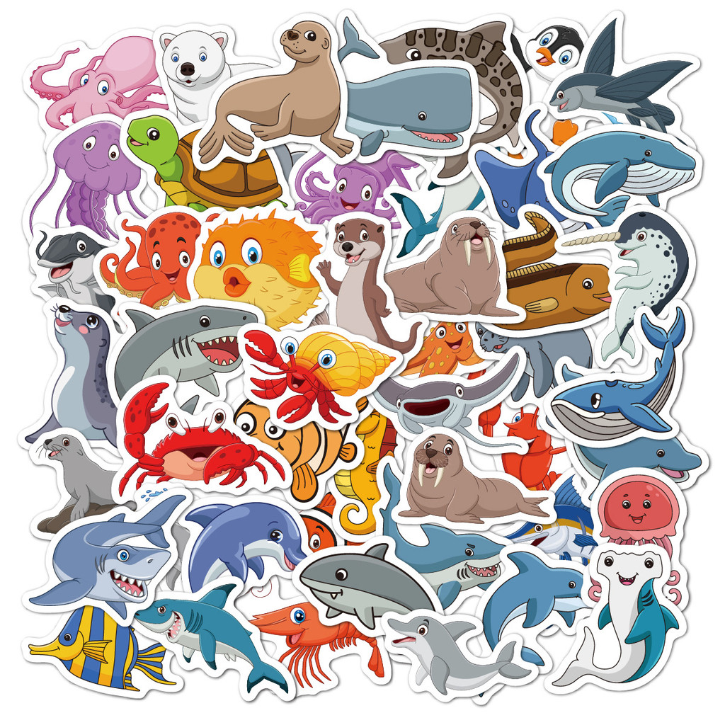 ❉ Sea Animals Series 02 Mini Kids Rewards Stickers ❉ 50 ชิ้น/เซ็ต DIY แฟชั่นสติ๊กเกอร์ Doodle กันน้ํ