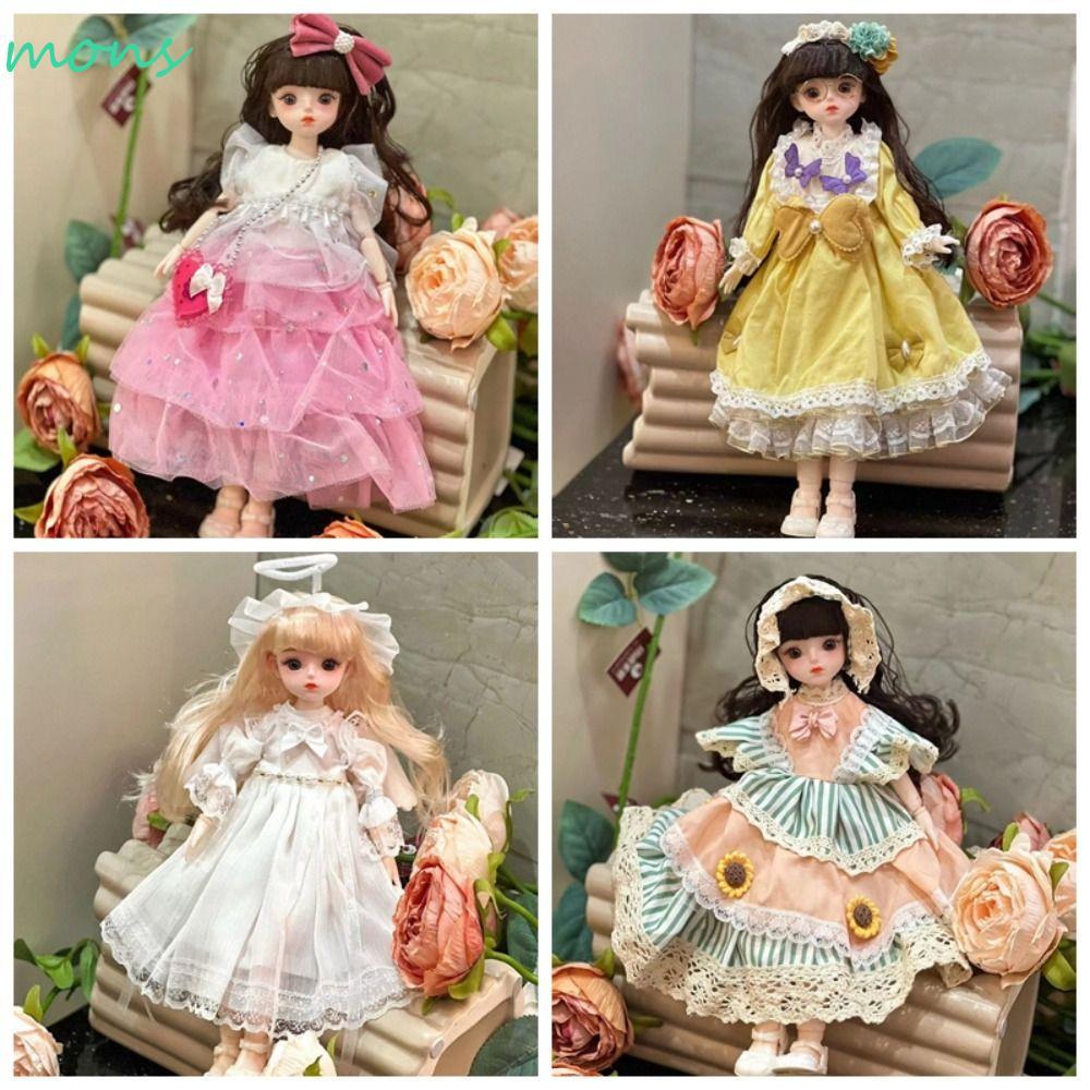 MONS BJD Doll Clothes Set, with Clothes 30cm Princess Doll Toy, 6 Points Attraction Eyes Long Doll S