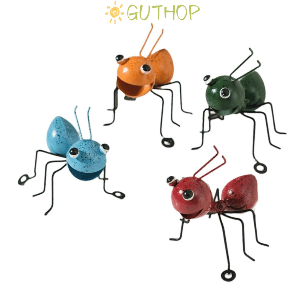 GUTHOP 1/4 ชิ้นเครื่องประดับมดสัตว์,แขวนประเภทมดเหล็กตกแต่ง,สร้างสรรค์ประติมากรรมโลหะมดตกแต่งห้องนอน