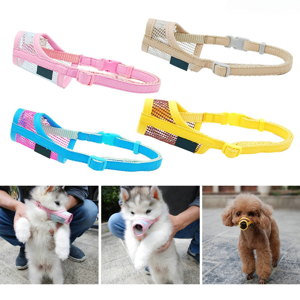 SPRDog Muzzle Soft Hollow ตาข่าย Breathable ปากสุนัขป้องกันกัดปรับสายรัดด้านหน้าเปิด Anti-break ขนาด
