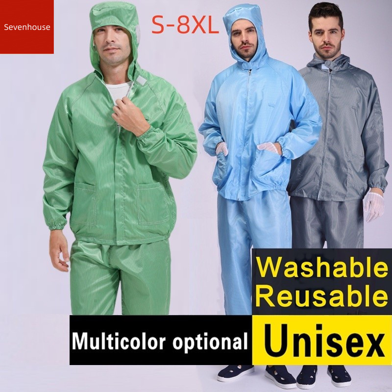 ชุดป้องกันสถิตไฟฟ้า ขนาด S - 8XL ทำความสะอาดได้ สำหรับห้องทดลองและโรงงานผลิตอาหารและอิเล็กทรอนิกส์