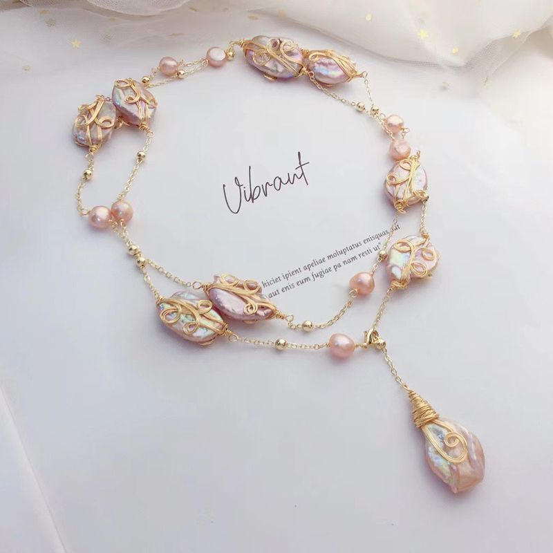 สร้อยคอมุกธรรมชาติ งานเลอค่าจาก.gold 14K ขนาดยาว 80 เซนติเมตร