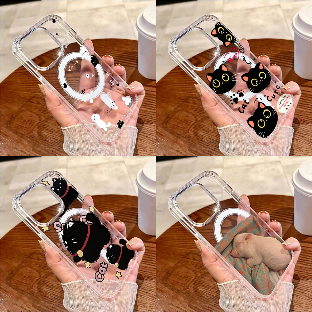 Soft TPU Magnetic เคส For iPhone 16 11 17 Pro Max 13 15 14 12 Air 17promax 16promax 13promax 15promax เคสโทรศัพท์มือถือ