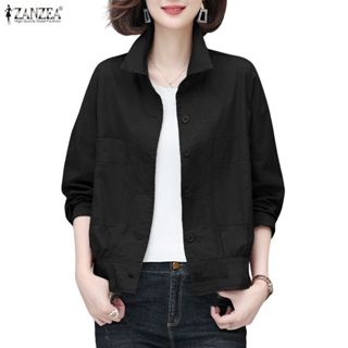 ZANZEA ซานเซีย ผู้หญิงเกาหลีแฟชั่นแจ็คเก็ตลําลองคาร์ดิแกนหลว…