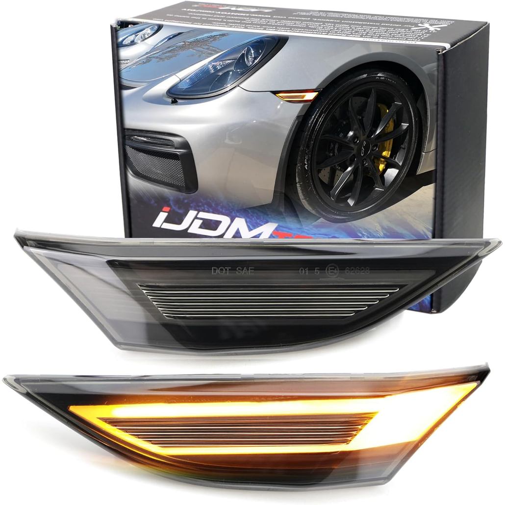 IJDMTOY GT RS สไตล์ยก 3D เลนส์รมควัน Amber Full LED ชุดไฟเครื่องหมายด้านข้างด้านหน้า, ใช้งานร่วมกับ 