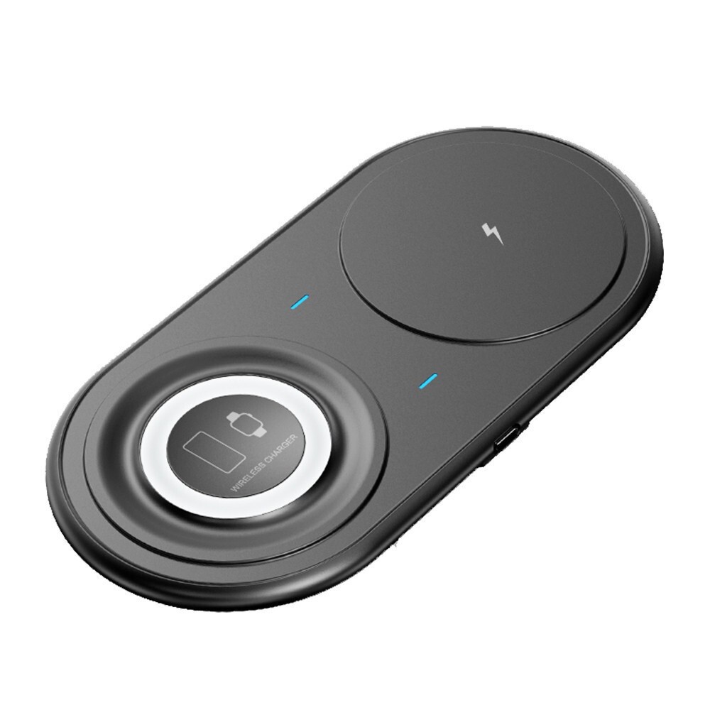 Black 3 in 1 smart iwatch wireless charging charger 15w for iWatch iPhone AirPods