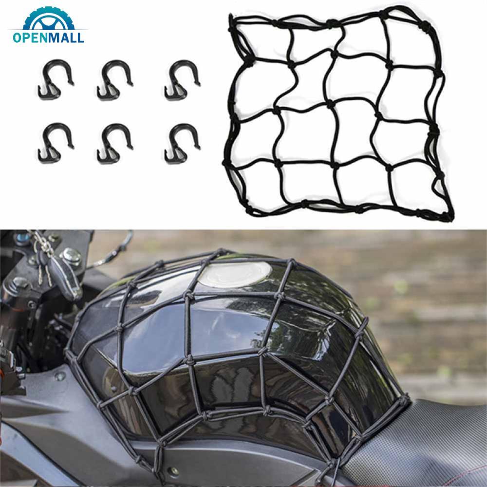 OPENMALL Universal Motorcycle 6 Hooks Helmet Elastic Net Bag Motorcycle กระเป๋าเดินทาง Net A9F7