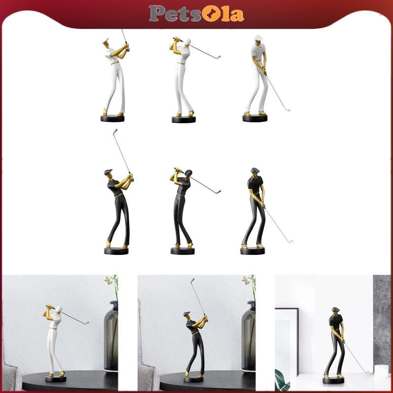 PETSOLA Golf Figurine รูปปั้นเรซิ่นศิลปะโมเดิร์น สำหรับตกแต่งบ้าน ห้องนั่งเล่น และสำนักงาน ของขวัญพิเศษสำหรับคนรักกอล์ฟ