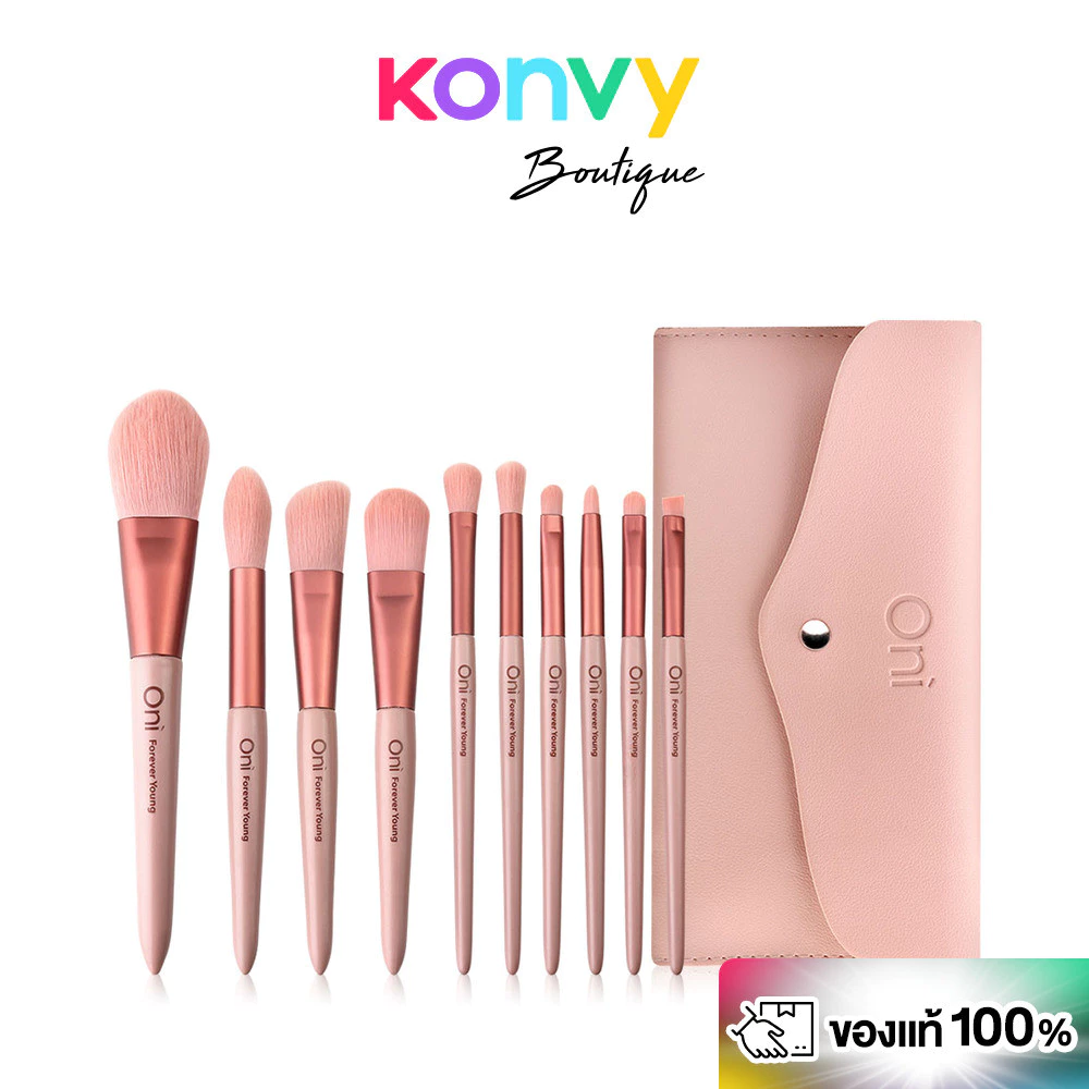 Oni Multi Functional Makeup Brush Set 10pcs #Smoky Rose เซทแปรงแต่งหน้าโอนิ 10 ชิ้น ขนนุ่ม ไม่บาดผิว.