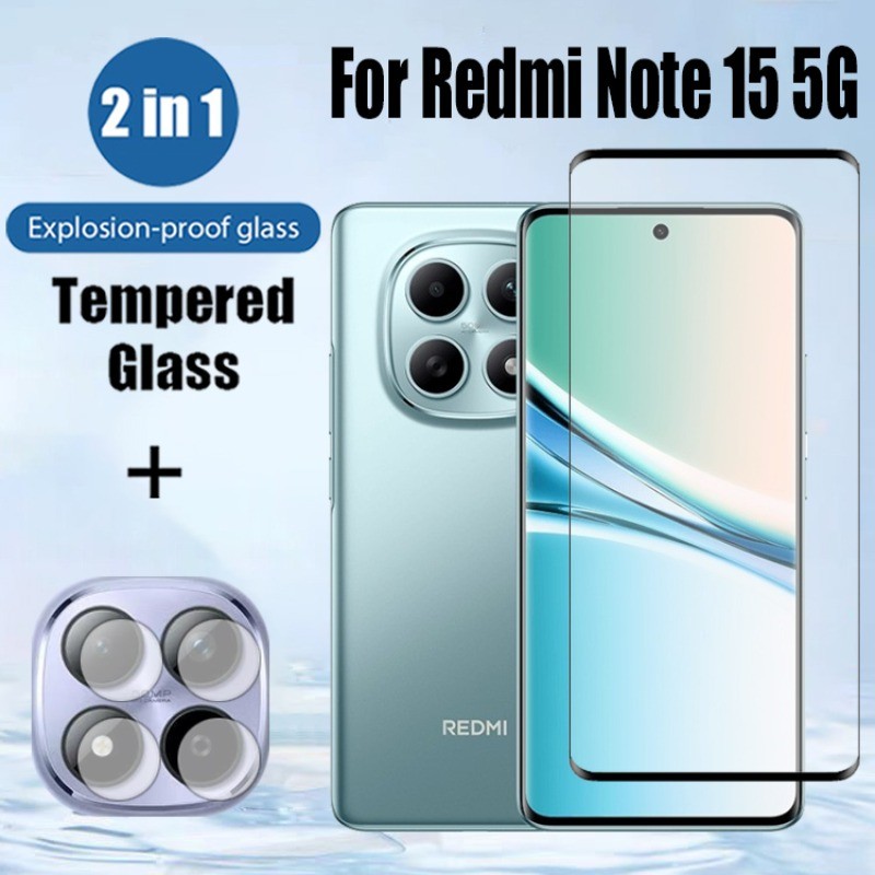 ฟิล์ม Redmi Note 15 5G 2 in 1 HD ป้องกันหน้าจอ สำหรับ กระจกนิรภัยสําหรับ สำหรับ Xiaomi Redmi Note 14 13 Pro Pro Plus Pro + 4G 5G Anti-impact Glass ฟิล์ม กันรอยหน้าจอ สำหรับ ฟิล์มกระจก & ฟิล์มกล้อง