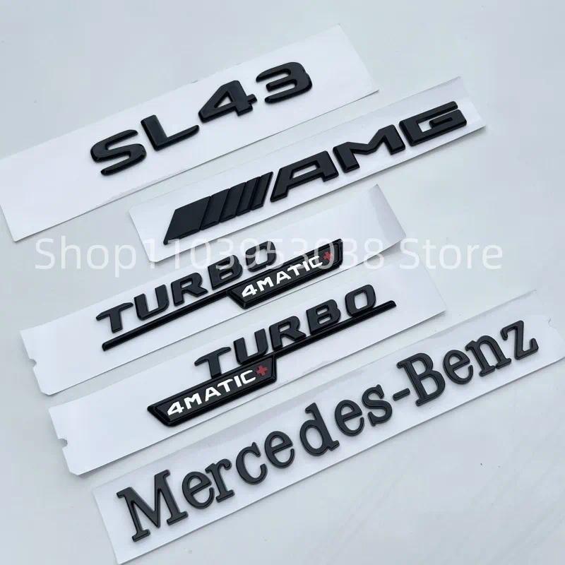 3D ABS Glossy สีดําโลโก้ SL43 สัญลักษณ์ตัวอักษร Turbo 4MATIC Fender Badge AMG สติกเกอร์สําหรับ Merce