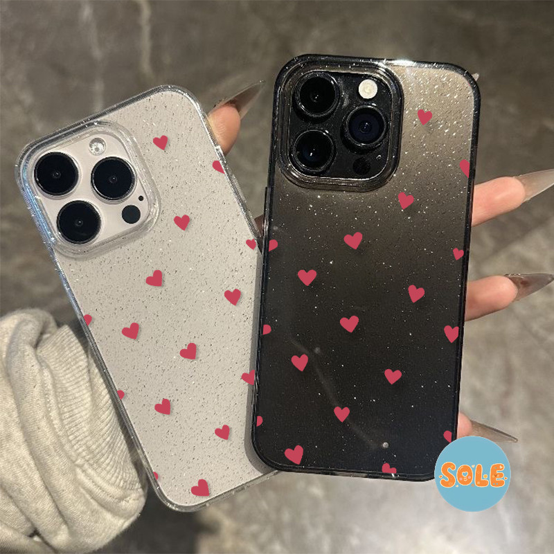 🍟Sole🍟เคสใสกากเพชรลายน่ารักๆ สำหรับเคส iPhone 17 11 Pro Max 13 11 12 14 15 Pro Max 7 8 14 16 Plus X XS XR Max SE 2020
