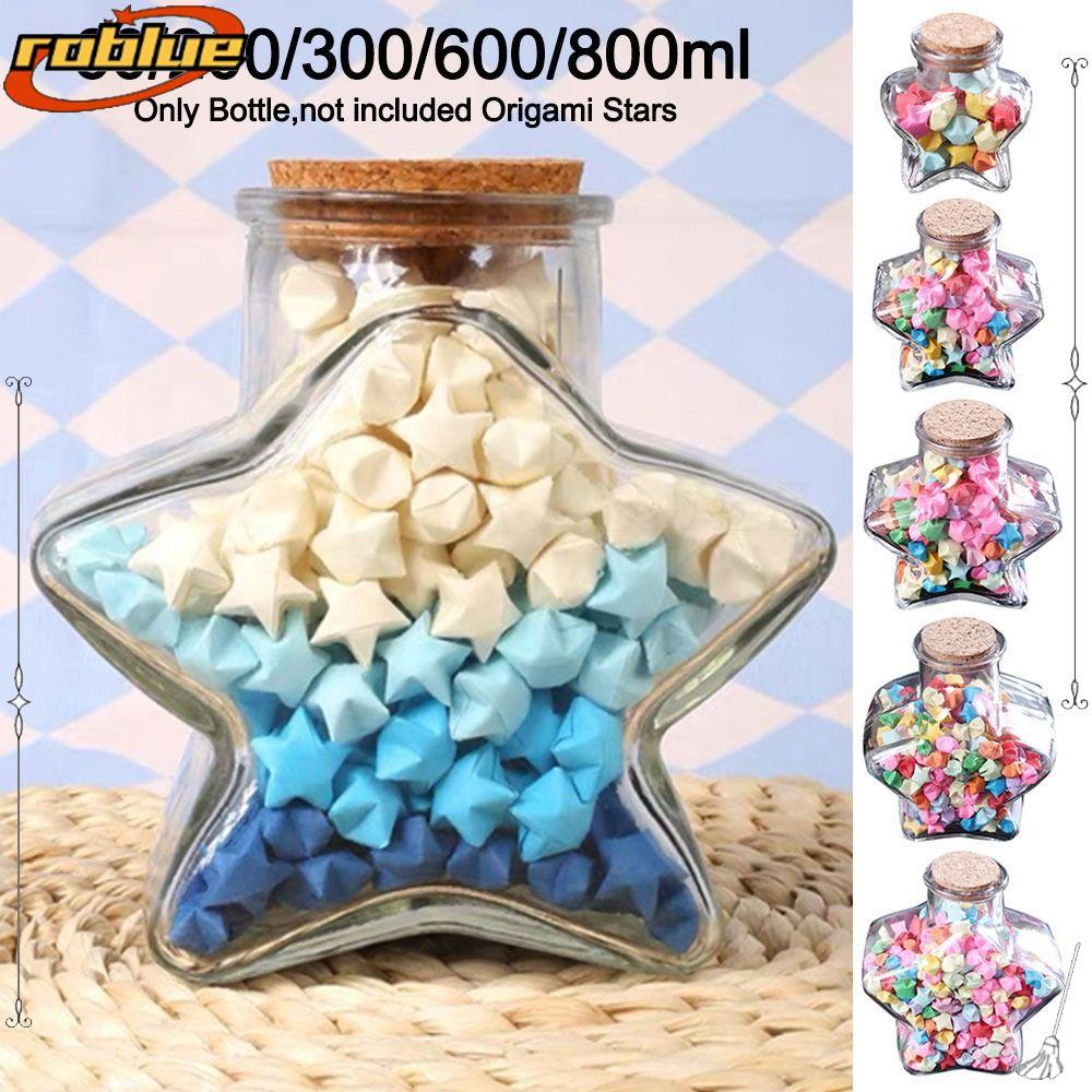 ROBLUE Wishing Bottle, Craft Stars Shape Origami Stars Glass Bottle, Mini Pentagram Storage Bottle H