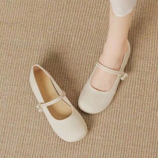 รองเท้าสไตล์จีนใหม่รองเท้าชั้นเดียวหนังนิ่มส้นแบนสไตล์จีนฤดู…