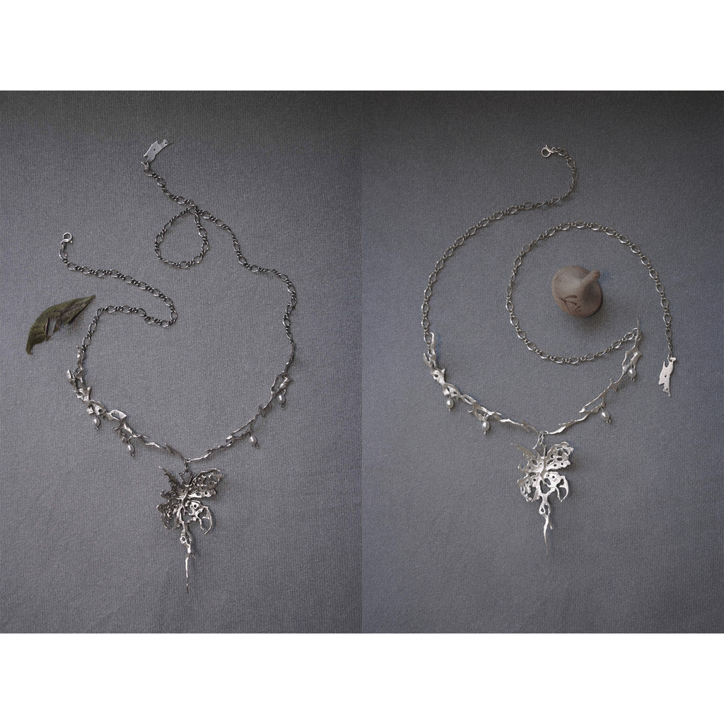 จี้ผีเสื้อสร้อยคอดีไซน์ลายฉลุแบบโบราณ จากYuanye Studio ทำจากเงินSterling 925