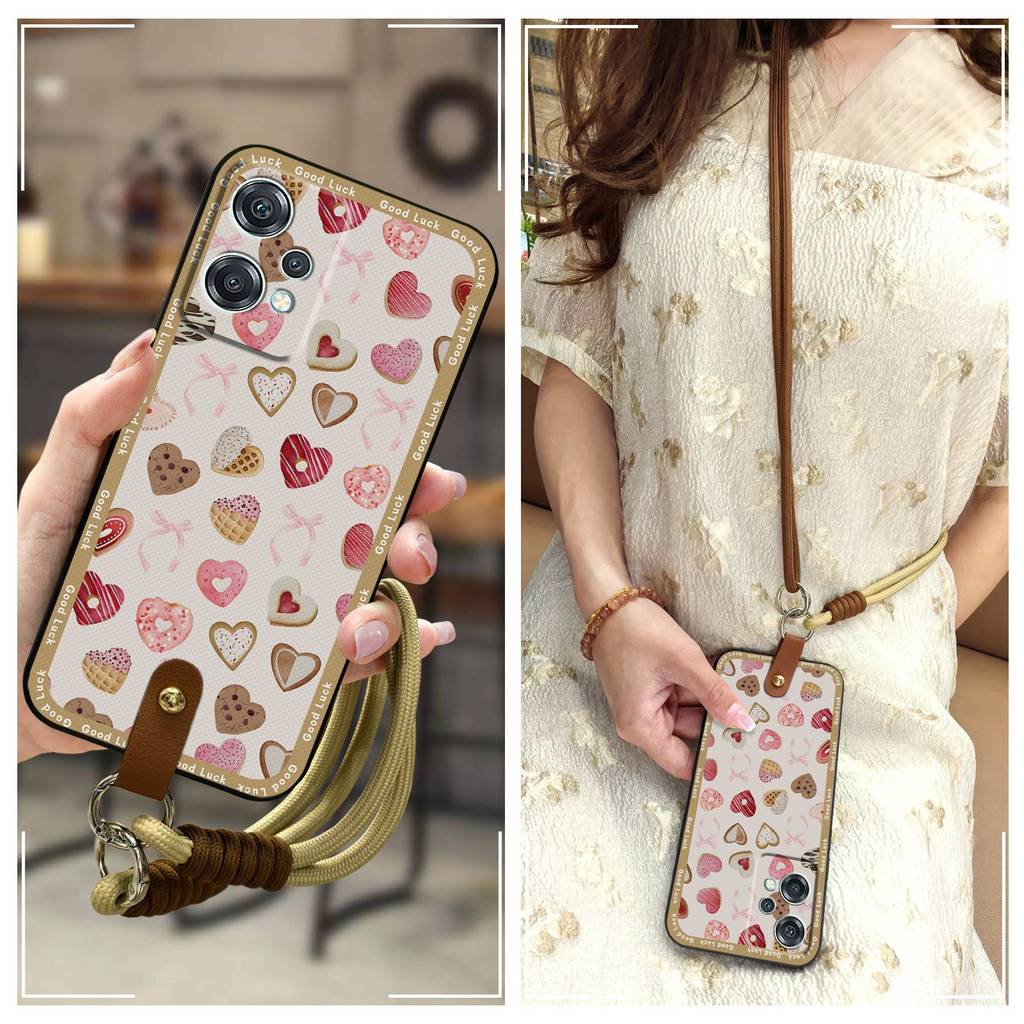 สร้อยคอป้องกันฝุ่นเคสโทรศัพท์สําหรับ OnePlus/1 + Nord CE2 Lite 5G/OPPO K10X-5G TPU Lanyard น่ารักแนว