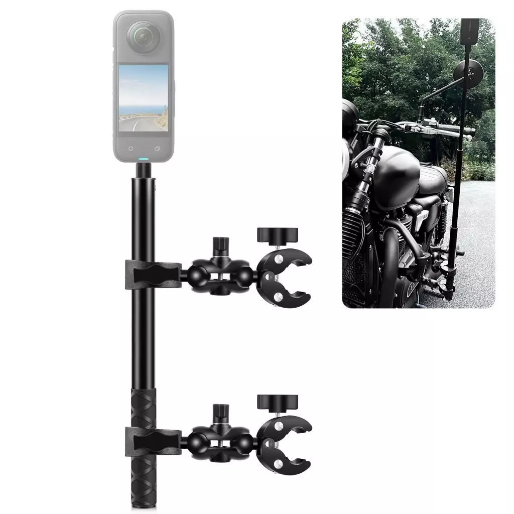 PULUZ PU495B ชุดที่จับรถจักรยานยนต์และไม้เซลฟี่สำหรับ GoPro Hero 12/11/10 Insta360 ONE X4/X3/X2 thumbnail 4
