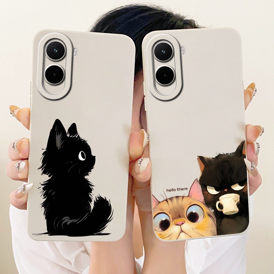 สําหรับ Xiaomi Poco M7 4G เลนส์ป้องกันกรณี PocoM7 M7 Plus แมวน่ารักการ์ตูนซิลิโคนอ่อนนุ่มเคสโทรศัพท์