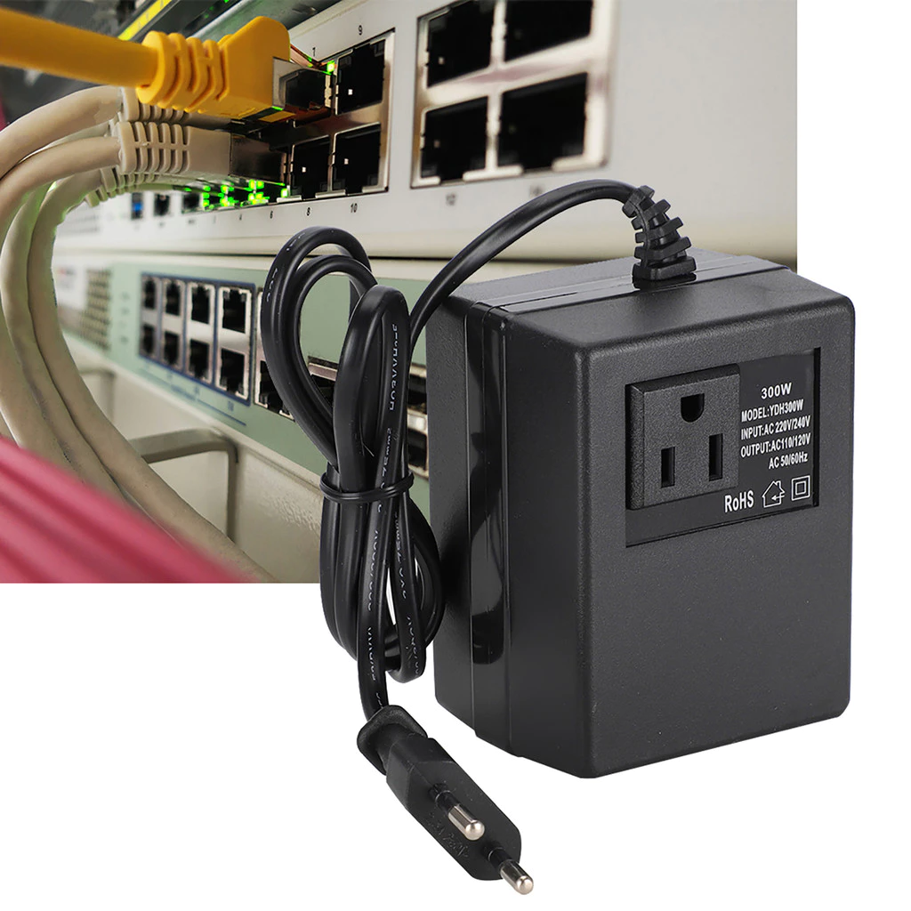 200W หม้อแปลงไฟฟ้าแปลงแรงดันไฟฟ้า AC 220V ถึง 110V EU Plug Adapter
