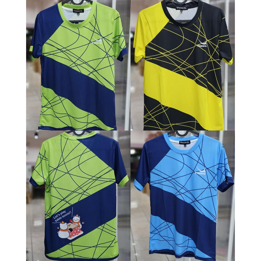 Yasaka เสื้อยาซากะสำหรับคนรักปิงปอง พิมพ์ลายตุ๊กตาแมวสนุกกับการเล่นปิงปองด้านหลังเสื้อ