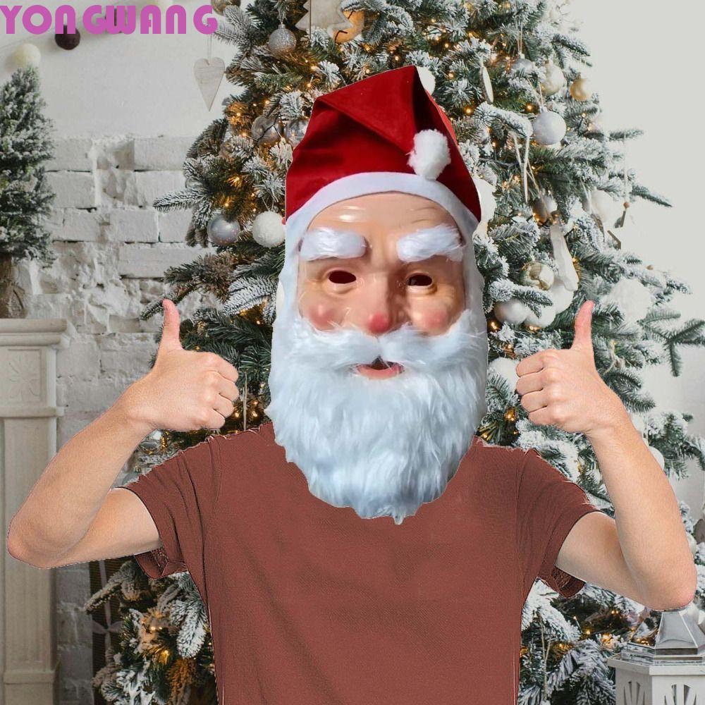 YONGWANG66HR Santa Claus Beard หน้ากากหมวกชุด, Face Cover คอสเพลย์ Props ตกแต่งคริสต์มาส, Warm 3D กา