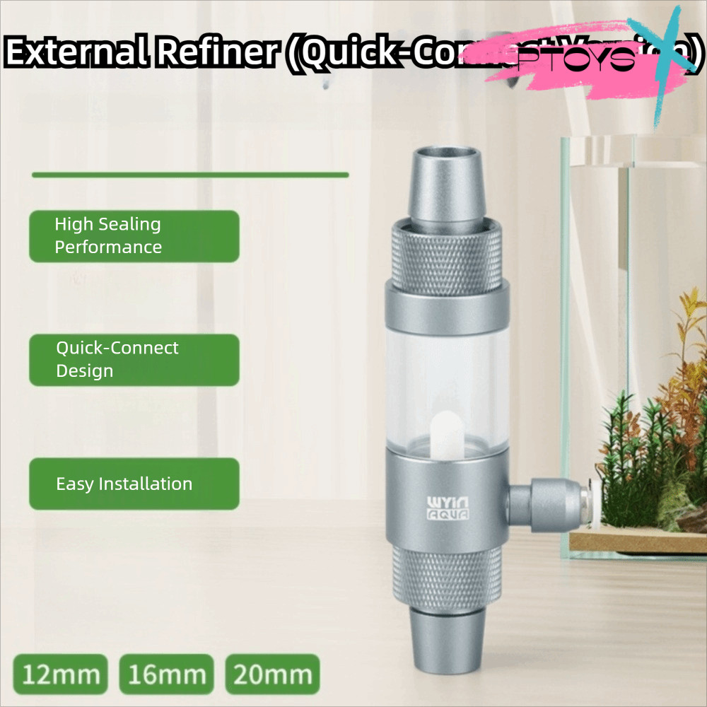 PTOYS Aquarium CO2 Diffuser ใส่ได้อย่างรวดเร็ว Anti Reflux CO2 เครื่องพ่นยาภายนอก, ตู้ปลา CO2 อุปกรณ