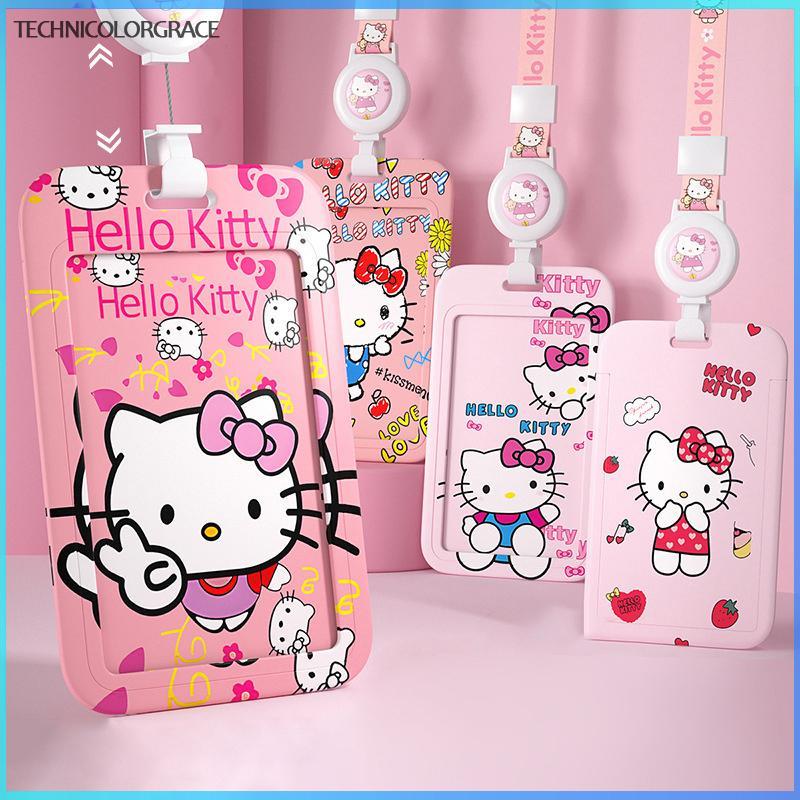 Technicolorgrace น่ารักการ์ตูน Credentiries Holder Retractable Lanyard พวงกุญแจสายคล้องคอสําหรับคีย์