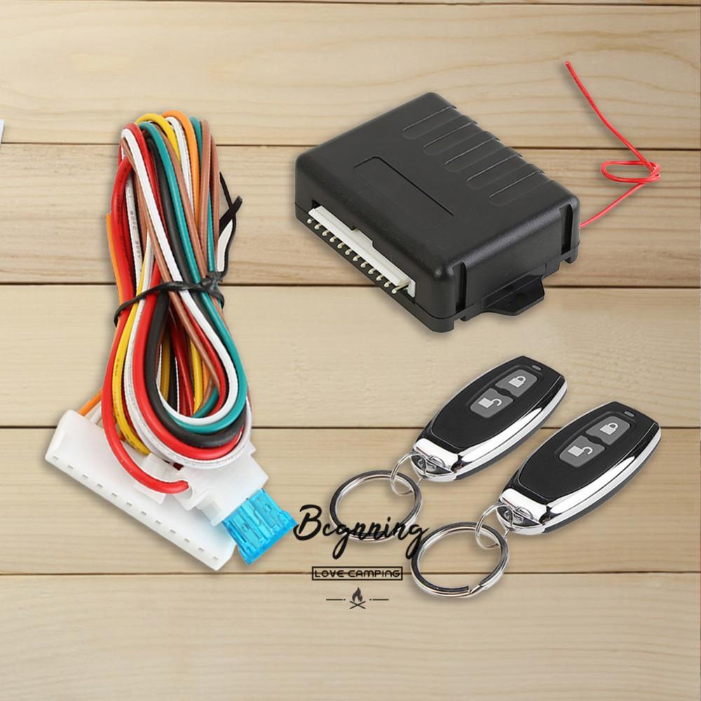 ᲦBE รถรีโมทเซ็นทรัลล็อคประตูชุดพร้อมรีโมทคอนโทรล Keyless Entry Alarm System 433.92MHz พวงกุญแจ Central Kit ปุ่มระบบ
