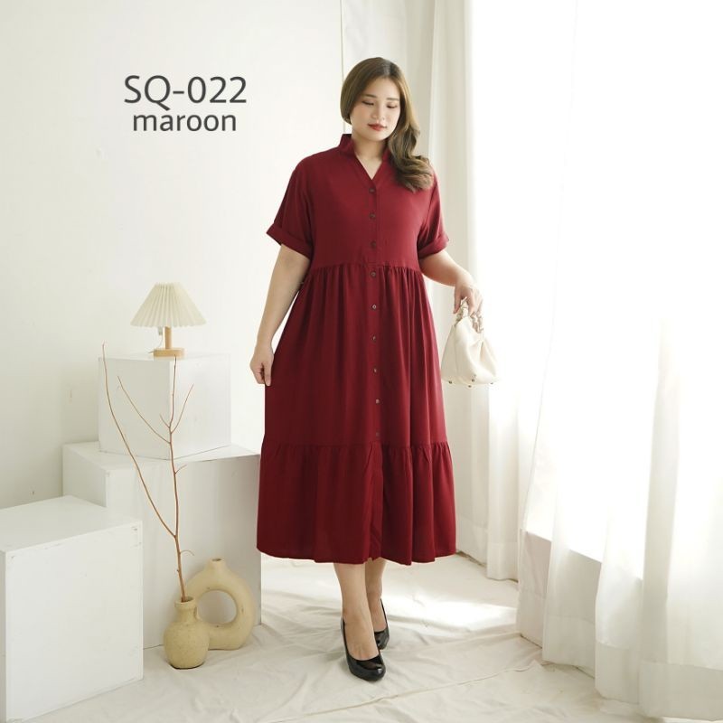 V Neck Dress SQ-022 เดรสผู้หญิงพลัสไซส์