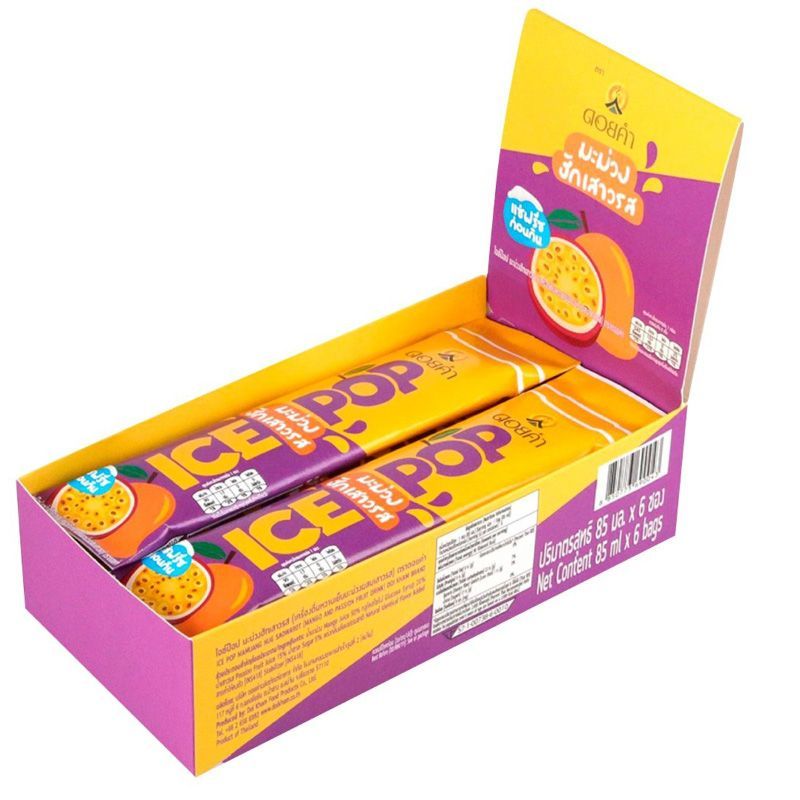 ดอยคำไอซ์ป๊อปมะม่วงฮักเสาวรส 85มล. แพค 6 Doikham Ice Pop Mamuang Hug Saowarot 85ml. Pack 6 [บาร์โค้ด 8850773690043]