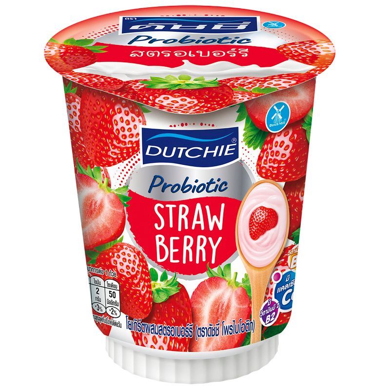 ดัชชี่โโพรไบโอติกยเกิร์ตสตรอเบอร์รี่ 125กรัม Dutchie Probiotic Yoghurt Strawberry 125g. [หมายเลขบาร์โค้ด 8851717020117 ]