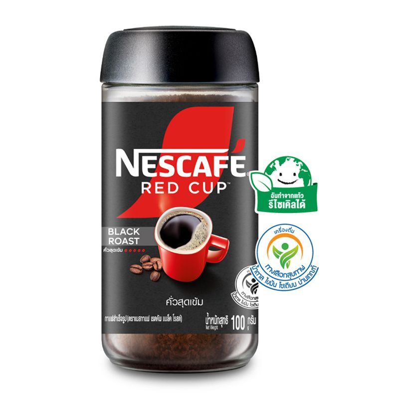 เนสกาแฟเรดคัพกาแฟสำเร็จรูปแบล็คโรสต์ขวด 100กรัม Nescafe Black Roast Jar 100g [หมายเลขบาร์โค้ด 8850011060645]