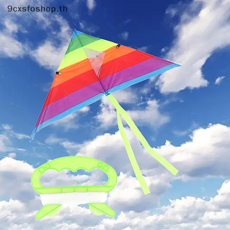 9cxsfoshop.th ใหม่สีสันสามเหลี่ยม Rainbow Kite Flying ของเล่น Kite สําหรับเด็กเด็ก 30M String กลางแจ้งสนุกกีฬา Kites ของเล่น TH