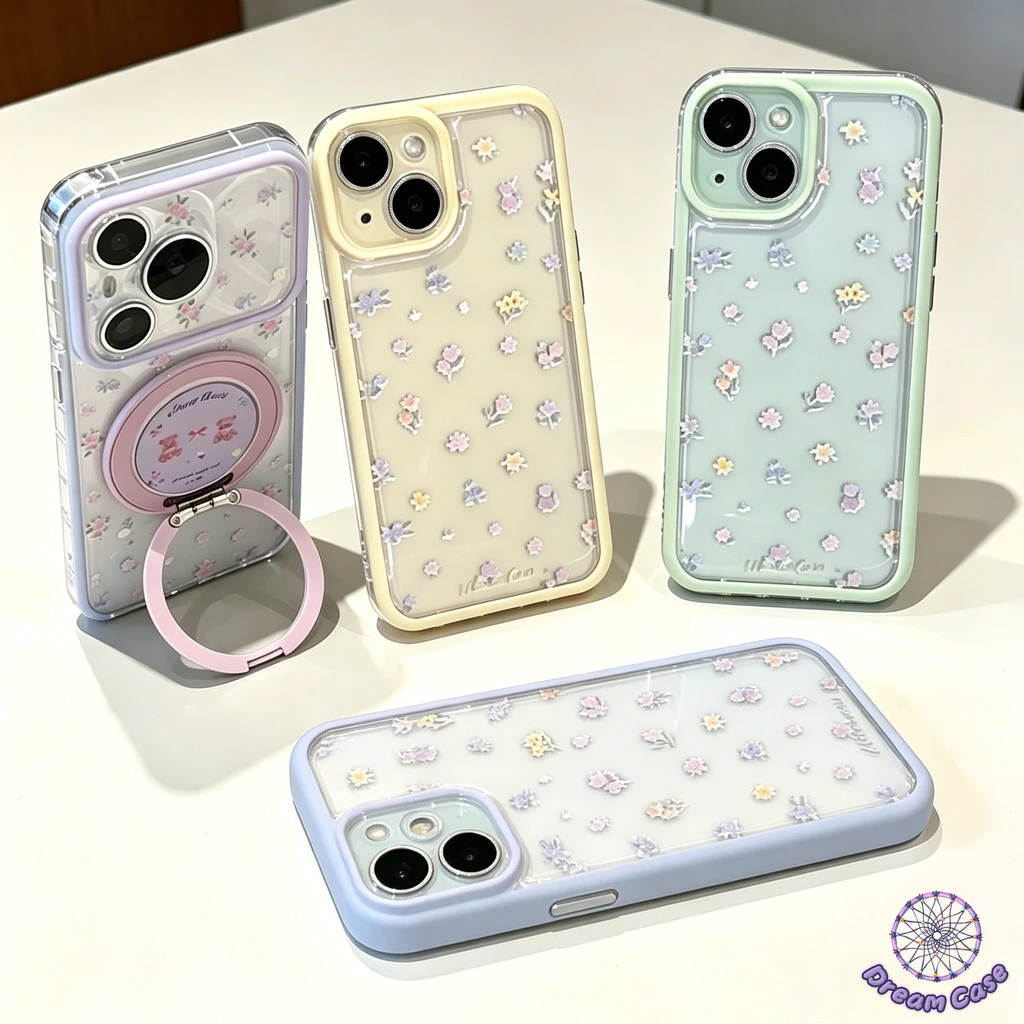 เคสใส ขาตั้ง+ดอกไม้ สไตล์ฮิตกันกระแทก Samsung A56 S24 S25 S22 S23 Ultra A17 A07 A26 A12 A03 A36 A16 A06 A55 A05s A14 A15