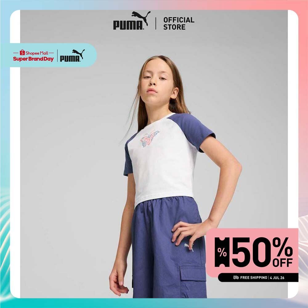 PUMA Kids BUTTERFLY VIBE Baby Tee Youth สีขาว - 62988302