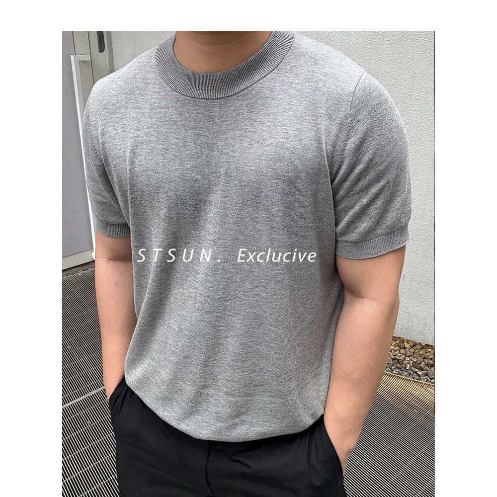 [STS] Latty Tee16 เข็ม Modal Cotton Blend อิตาลีหรูหรารู้สึกหลวมคอประณีตแขนสั้นผู้ชาย