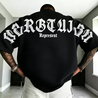 UT shop💥เสื้อยืดผ้าคอตตอน 100% “Represent” ทรง Oversize คอกลม แขนสั้น ผ้านุ่มสบาย ใส่ได้ทุกวัน ฤดูร้อน ไซส์ S-3XL