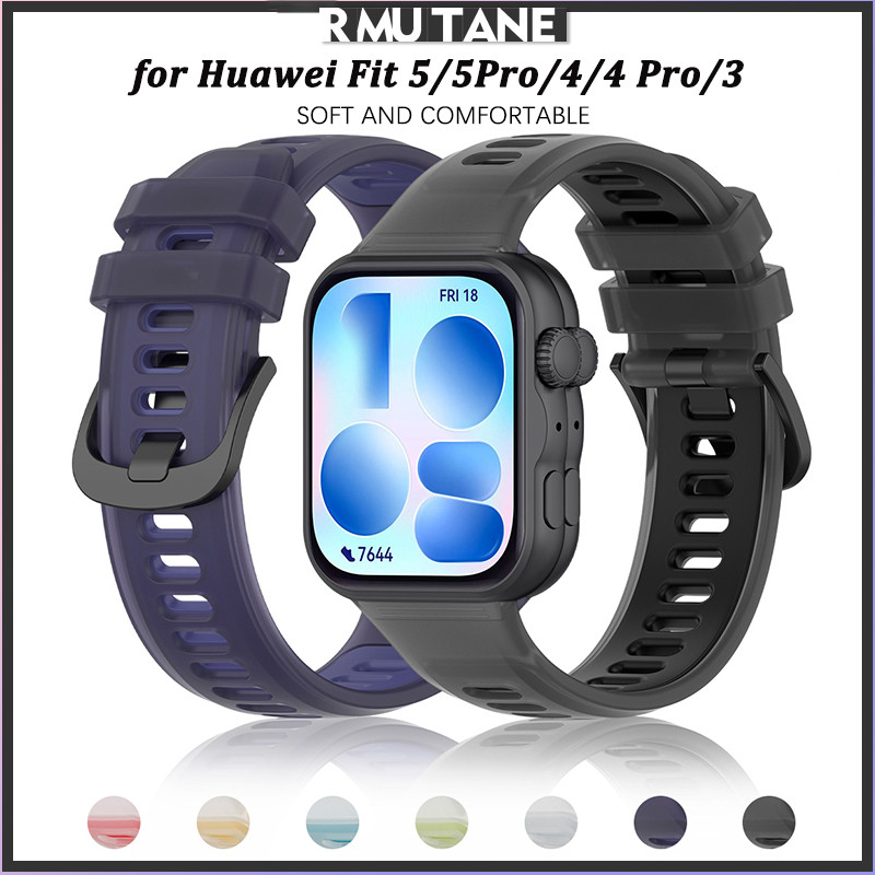 สายรัดโปร่งใสสำหรับ for Huawei Watch Fit 5/5 Pro/4/4 Pro/ 3 สายรัดซิลิโคนยางปรับได้สายรัดข้อมืออุปกรณ์เสริมสร้อยข้อมือ