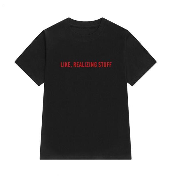 การค้าต่างประเทศ Influencer Star สไตล์เดียวกันสไตล์ฮ่องกง Retro Letter หลวมเสื้อยืดผู้หญิงแขนสั้น bf
