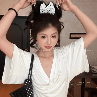 กิ๊บติดผมลายจุดสไตล์เกาหลีสําหรับผู้หญิงกิ๊บติดผมหัวบอลขี้เกียจเครื่องประดับผมหางม้าสูง