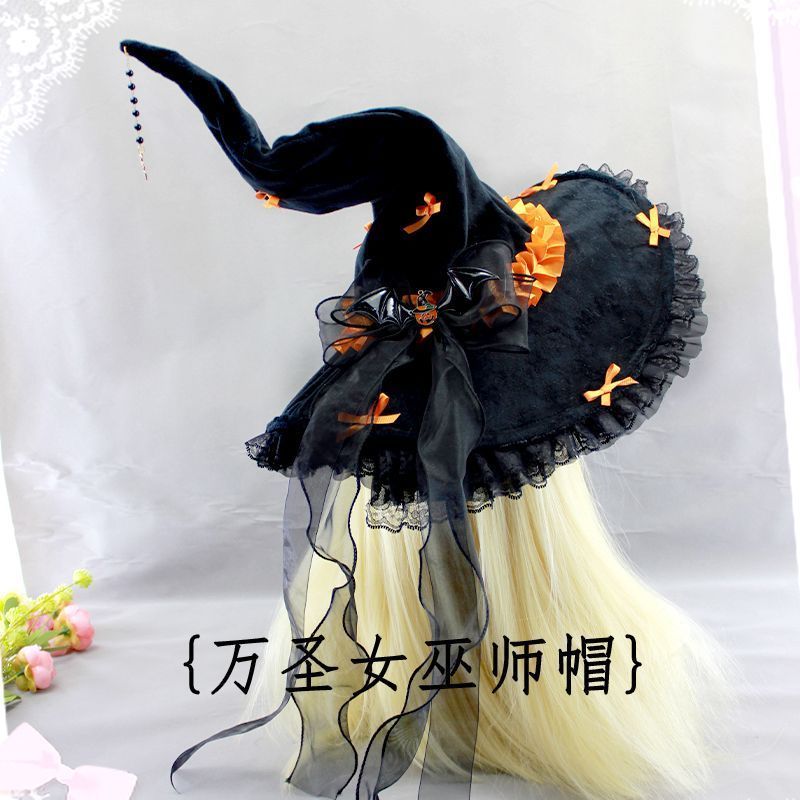 Lolita ฮาโลวีนโบว์ตุ๊กตาลูกไม้ Miko หมวก Miko หมวก Lolita Miko หมวก