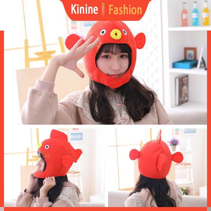 Halloween Funny Cartoon Puffer Fish Plush Hat Stuffed Toy Headgear Cosplay Props