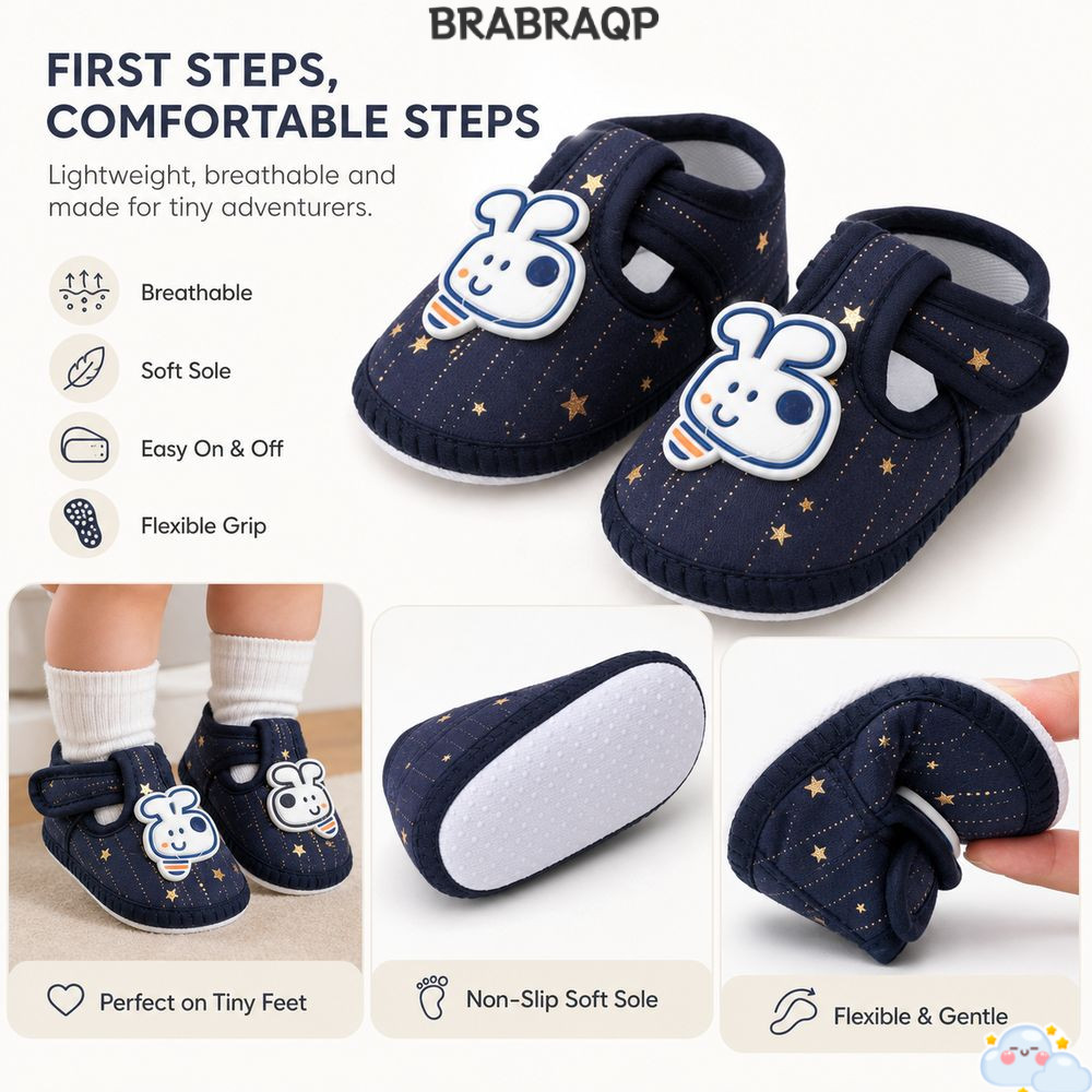 BRABRAA First Walker Shoes, Breathable Cartoon Animals Infant Walker Shoes, Cute Soft Sole Anti-slip
