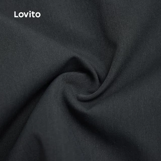 Lovito แคชชวล กางเกงลําลองผู้หญิง สีเทาเข้ม ทรงซิป กระดุม ดีไซน์คลาสสิก เหมาะสําหรับฤดูใบไม้ผลิและฤดูร้อน L34LD052