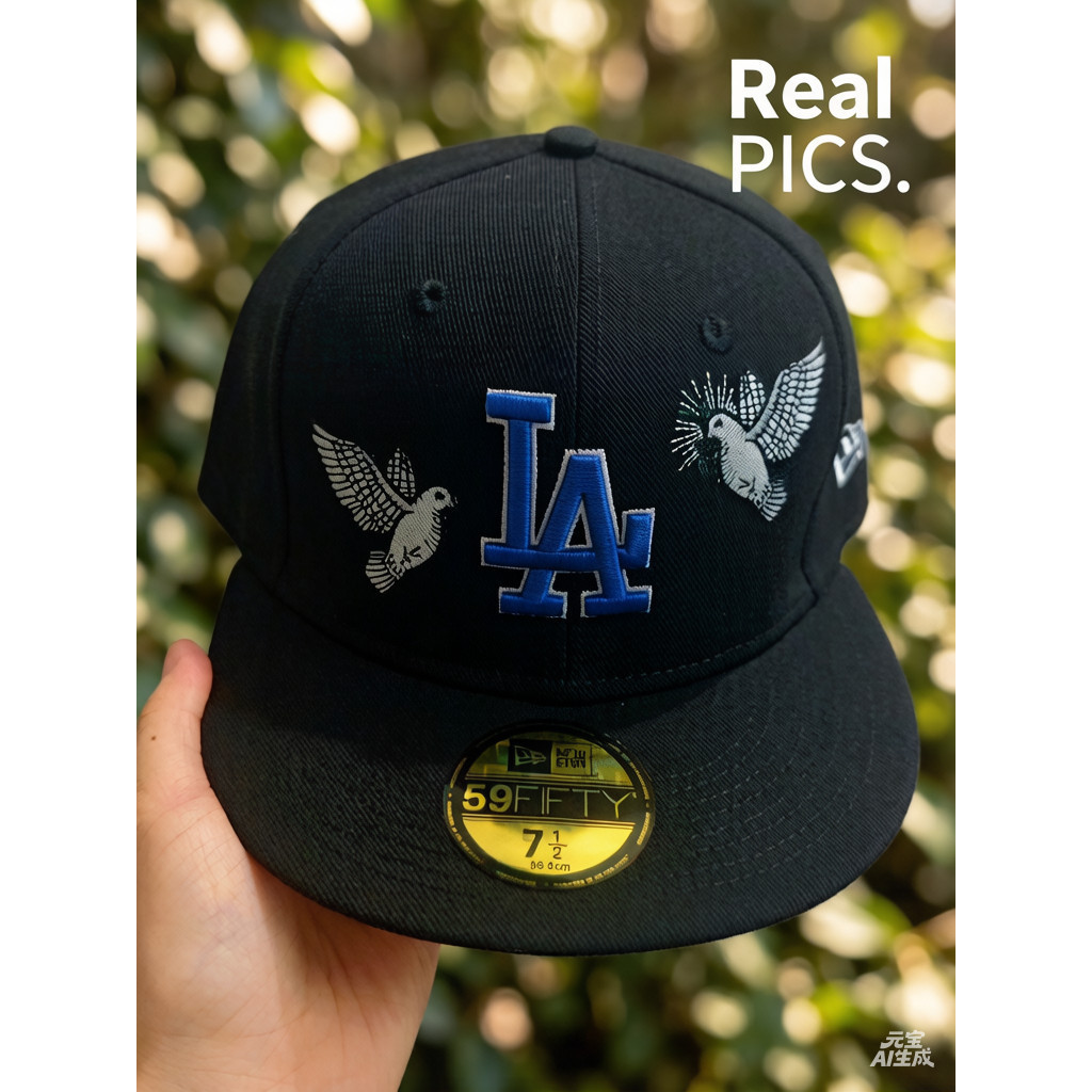 ใหม่ ErIa Peace Collection 9FIFTY Snapback Los Angeles Dodgers 9FIFTY Peace Black Cap หมวกบังแดดสําห