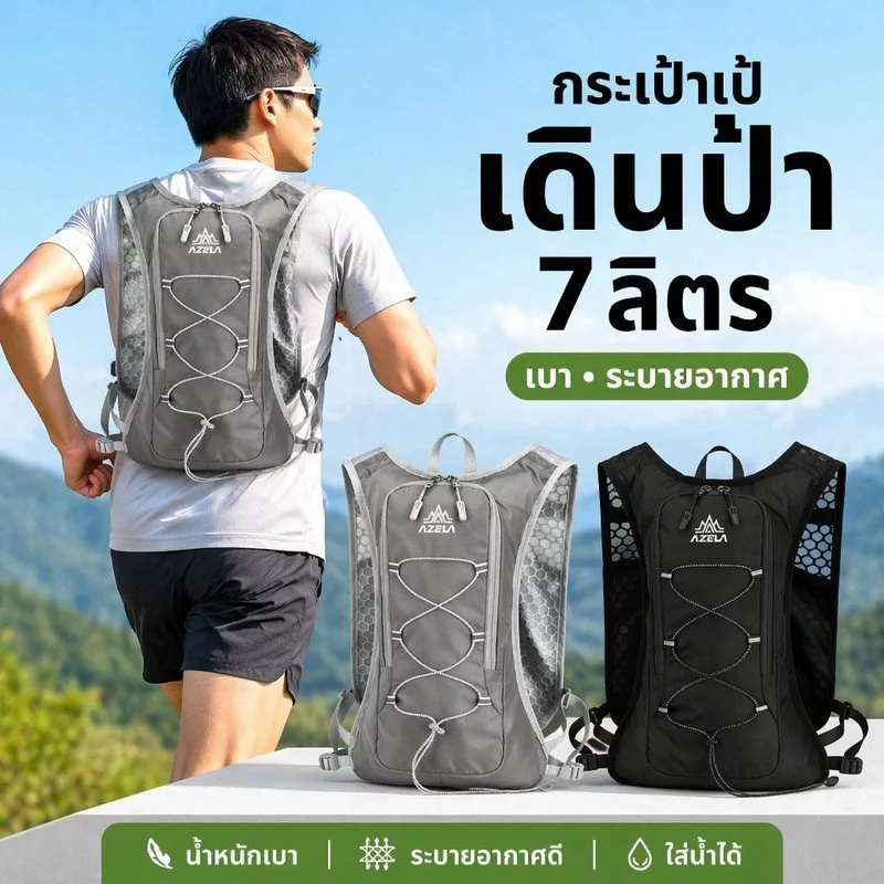 กระเป๋าเป้วิ่ง Hydration Pack 7L กันน้ำ น้ำหนักเบา ระบายอากาศ สะท้อนแสง สำหรับปั่นจักรยาน เดินป่า