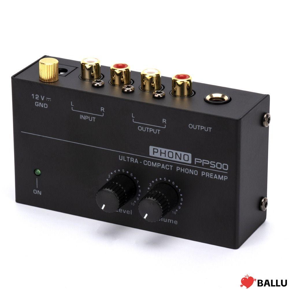 BALLU PP500 Phono Preamp, EU/US/UK/AU ปลั๊ก Preamp ขนาดกะทัดรัดพิเศษ, โลหะสีดําคุณภาพสูงพร้อมระบบควบ